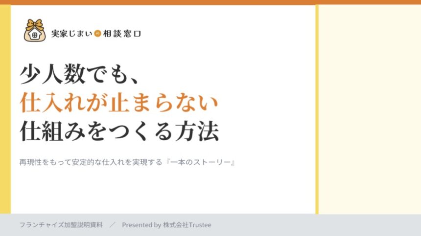 【実家じまいの相談窓口】少人数でも仕入れが止まらない 空き家・相続案件を“川上”から獲得する仕組み