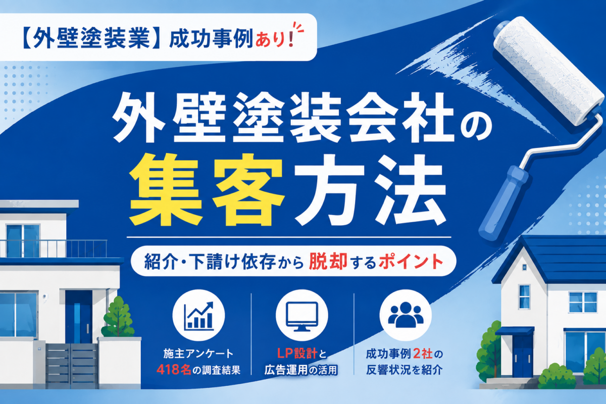 外壁塗装会社の集客方法｜紹介・下請け依存から脱却するポイント